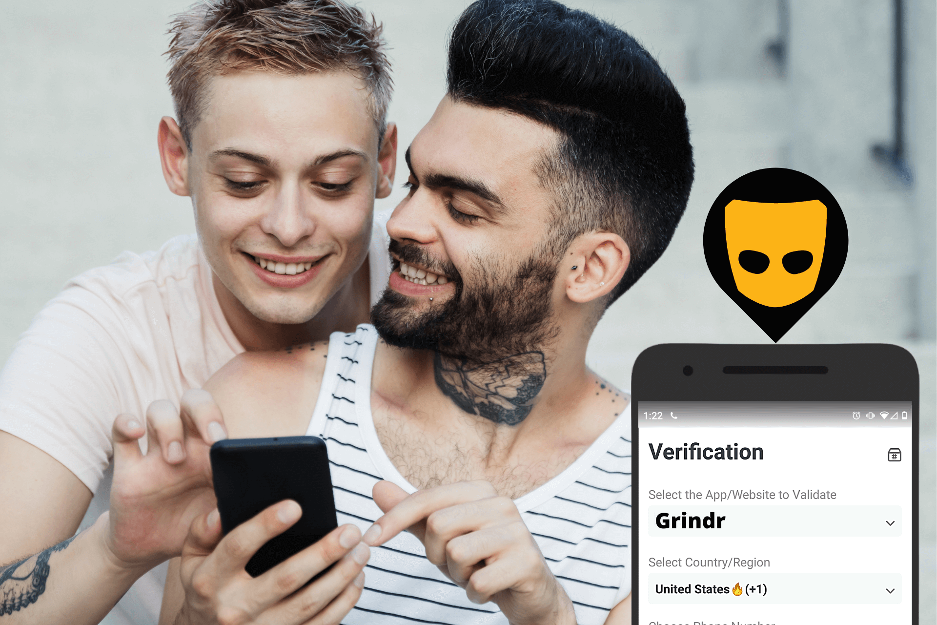 Grindr SMS Verification header